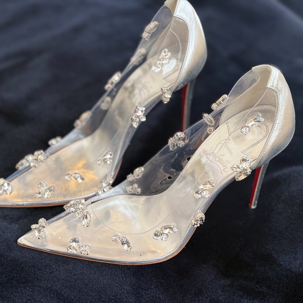 Christian Louboutin Silver Degraqueen 100 Heels